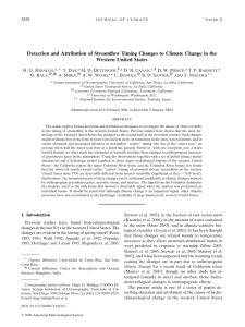 Detection and Attribution of Streamﬂow Timing Changes to Climate Change in... Western United States