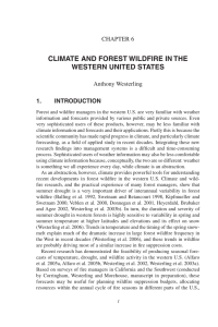 CLIMATE AND FOREST WILDFIRE IN THE WESTERN UNITED STATES CHAPTER 6 Anthony Westerling