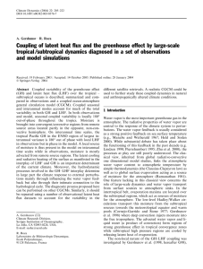 Coupling of latent heat flux and the greenhouse effect by... tropical /subtropical dynamics diagnosed in a set of observations