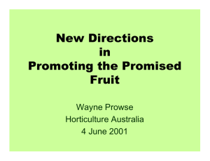 New Directions in Promoting the Promised Fruit