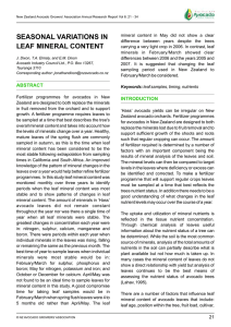 SEASONAL VARIATIONS IN LEAF MINERAL CONTENT