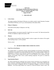 MINUTES of the Regular Meeting of the Board of Directors