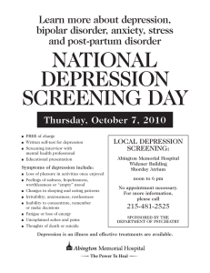 NATIONAL DEPRESSION SCREENING DAY Learn more about depression,