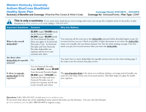 Western Kentucky University Anthem BlueCross BlueShield Healthy Saver Plan