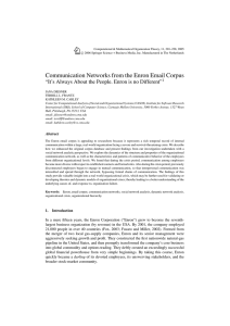 Communication Networks from the Enron Email Corpus 1