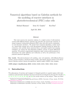 Numerical algorithms based on Galerkin methods for photoelectrochemical (PEC) solar cells
