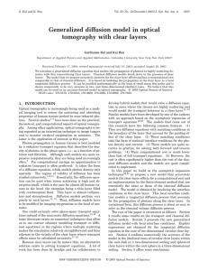 Generalized diffusion model in optical tomography with clear layers