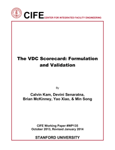 CIFE  The VDC Scorecard: Formulation and Validation