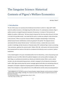 The	Sanguine	Science:	Historical Contexts	of	Pigou’s	Welfare	Economics 1.	Introduction