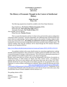 The History of Economic Thought in the Context of Intellectual  History