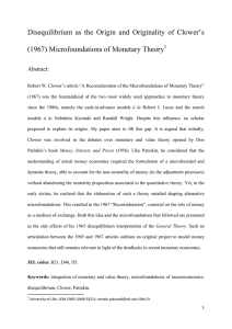 Disequilibrium  as  the  Origin  and ... (1967) Microfoundations of Monetary Theory