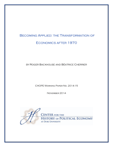 Becoming Applied: the Transformation of Economics after 1970