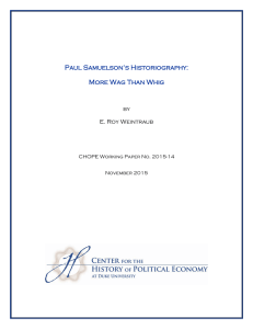 Paul Samuelson’s Historiography: More Wag Than Whig by