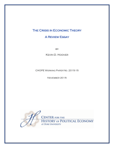 The Crisis in Economic Theory A Review Essay by