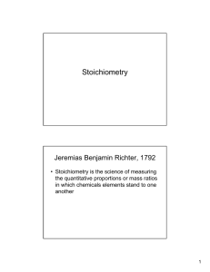 Stoichiometry Jeremias Benjamin Richter, 1792