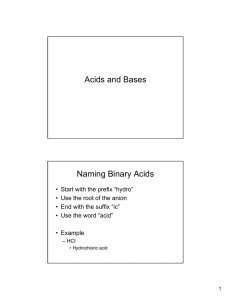 Acids and Bases Naming Binary Acids