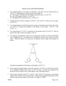 Electric Force and Field Worksheet