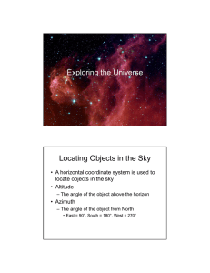 Exploring the Universe Locating Objects in the Sky