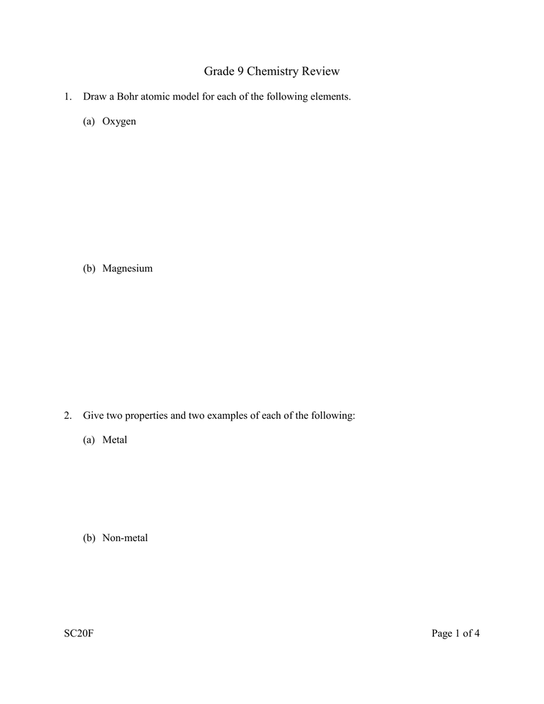 Grade 21 Chemistry Review Regarding Chemistry Review Worksheet Answers