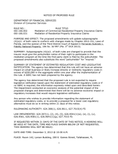 NOTICE OF PROPOSED RULE  DEPARTMENT OF FINANCIAL SERVICES Division of Consumer Services