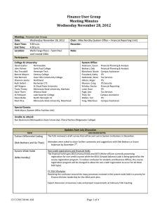 Finance User Group Meeting Minutes Wednesday November 28, 2012