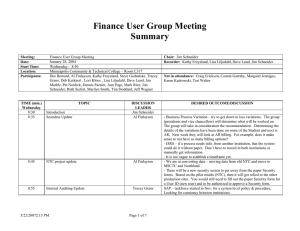 Finance User Group Meeting Summary