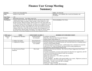 Finance User Group Meeting Summary