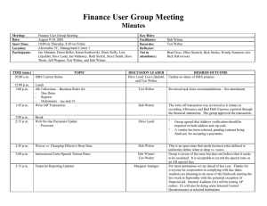 Finance User Group Meeting Minutes
