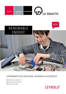 RENEWABLE ENERGY NEW EXPERIMENTS FOR VOCATIONAL TRAINING IN ELECTRONICS