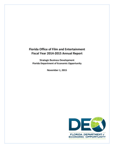 Florida Office of Film and Entertainment Fiscal Year 2014-2015 Annual Report