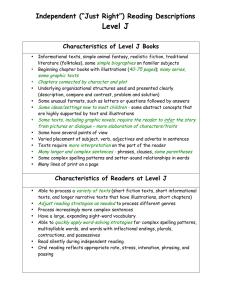Level J  Independent (“Just Right”) Reading Descriptions Characteristics of Level J Books