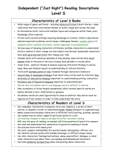 Level S Independent (“Just Right”) Reading Descriptions Characteristics of Level S Books