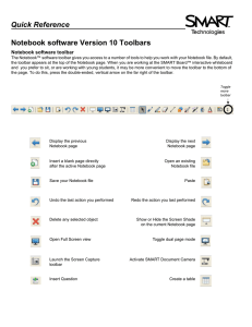 Quick Reference Notebook software Version 10 Toolbars Notebook software toolbar