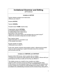 Invitational Grammar and Editing  Jeff Anderson