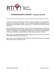 SUPERINTENDENT’S REPORT – January 23, 2014