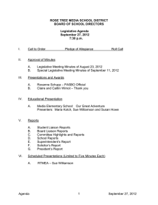 ROSE TREE MEDIA SCHOOL DISTRICT BOARD OF SCHOOL DIRECTORS Legislative Agenda