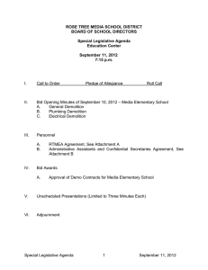 ROSE TREE MEDIA SCHOOL DISTRICT BOARD OF SCHOOL DIRECTORS Special Legislative Agenda