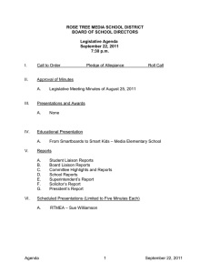 ROSE TREE MEDIA SCHOOL DISTRICT BOARD OF SCHOOL DIRECTORS Legislative Agenda