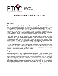 SUPERINTENDENT’S  REPORT – April 2007
