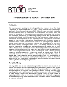 SUPERINTENDENT’S  REPORT – December  2006
