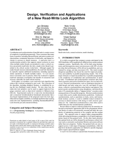 Design, Verification and Applications of a New Read-Write Lock Algorithm Jun Shirako