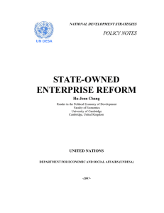STATE-OWNED ENTERPRISE REFORM POLICY NOTES