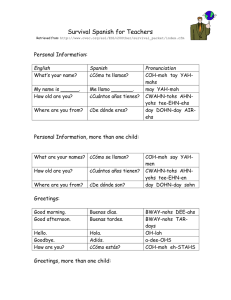 Survival Spanish for Teachers Personal Information: