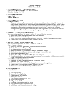 College of San Mateo Official Course Outline COURSE ID: Units: