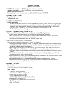 College of San Mateo Official Course Outline COURSE ID: Semester Units/Hours: