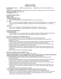 College of San Mateo Official Course Outline COURSE ID: Units: