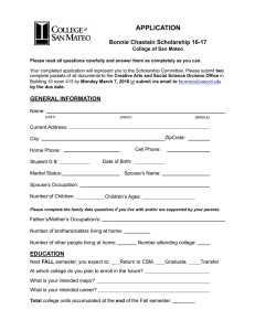 APPLICATION Bonnie Chastain Scholarship 16-17  GENERAL INFORMATION