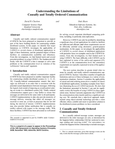 Understanding the Limitations of Causally and Totally Ordered Communication Abstract