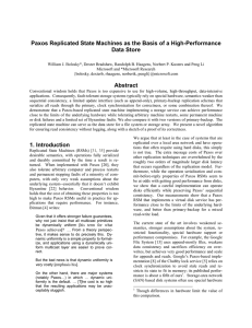 Paxos Replicated State Machines as the Basis of a High-Performance