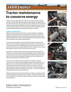 Tractor maintenance to conserve energy FARM ENERGY